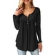 thumbnail image 1 of Blusa de manga larga con cuello en V y botones para mujer, 1 of 6
