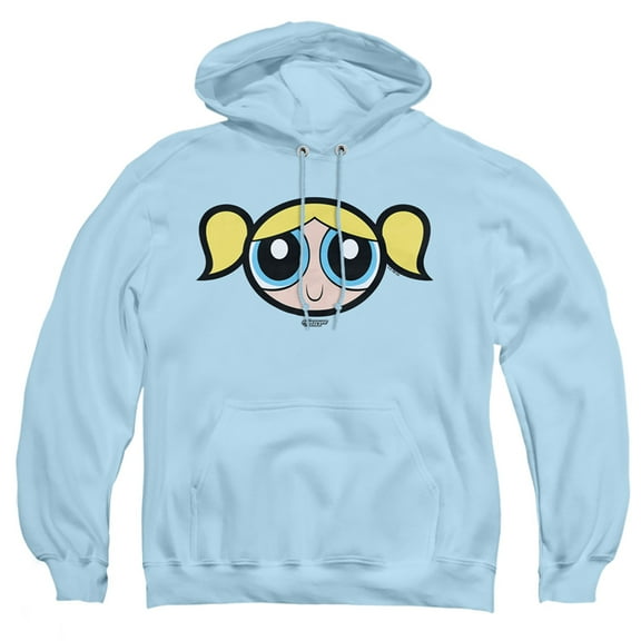 The Powerpuff Girls Bubbles Face Adult Pull-Over Hoodie, Light Blue, Small