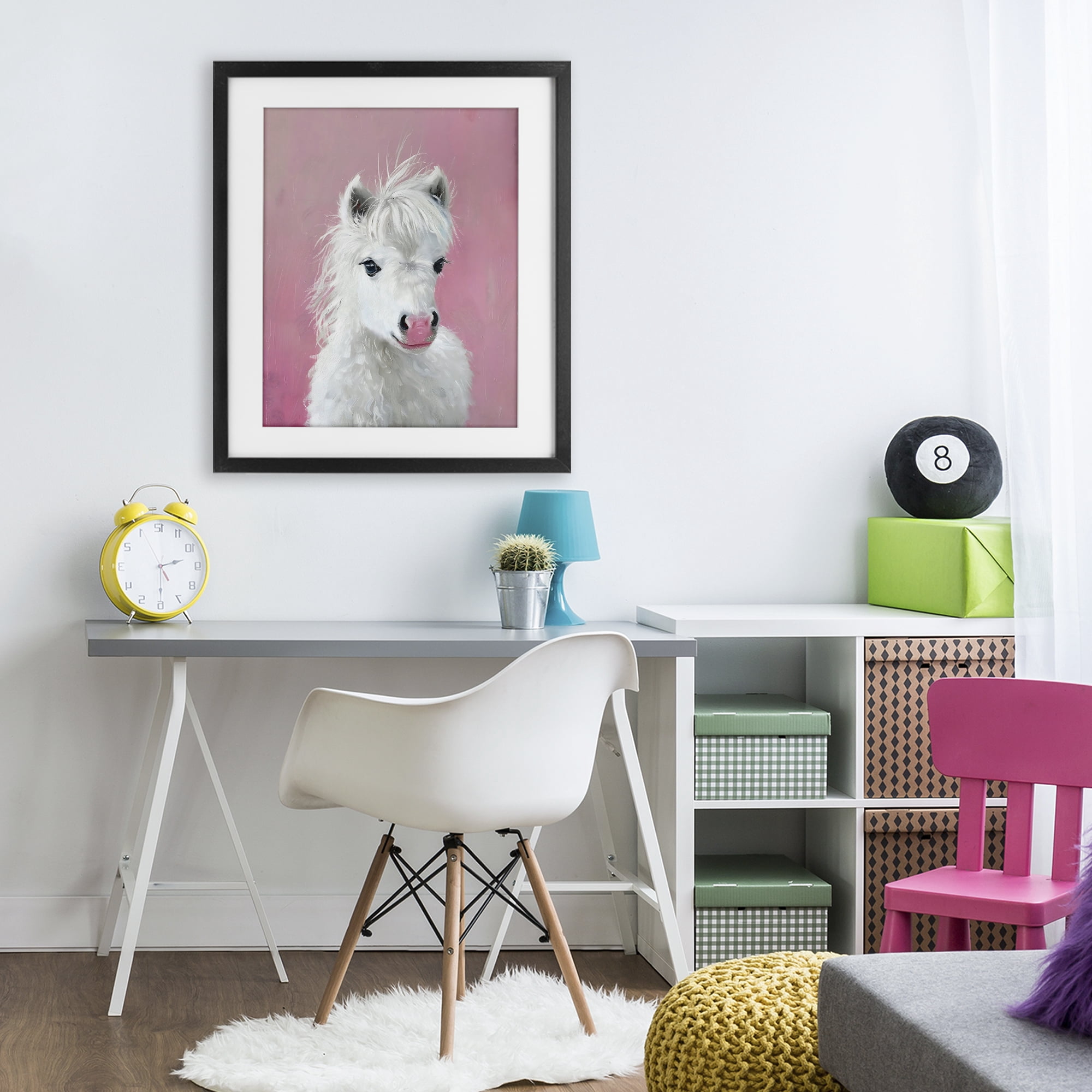 Stupell Industries Gentle White Pony Black Framed Print Under Glass, design by The Prints Vibe