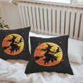 thumbnail image 4 of Outdoor Waterproof Pillow Covers Witch Broom Halloween Night Moon Decorative Throw Pillow Protectors,Pumpkin Bat Black Damask Flower Pillowcase Cushion Cases for Patio Sofa Garden,16x16in,2 Pack, 4 of 9
