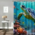 thumbnail image 2 of Orinice  Turtle Shower Curtain Ocean Animal Turtle Coral Seaweed Underwater Wold Tropical Fish Sea Biological Marine Life Blue Bathroom Decor Curtain with Hooks, 36x72, 2 of 7