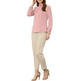 thumbnail image 2 of INSPIRE CHIC Women's Elegant Long Sleeve Blouse Ruffle Tie Neck Business Work Top L Pink, 2 of 7