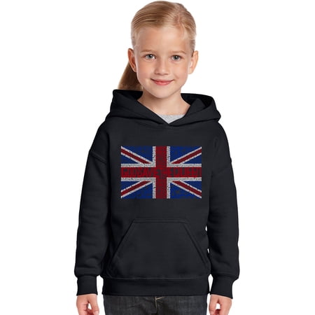 LA Pop Art Girl s Word Art Hooded Sweatshirt - God Save The Queen