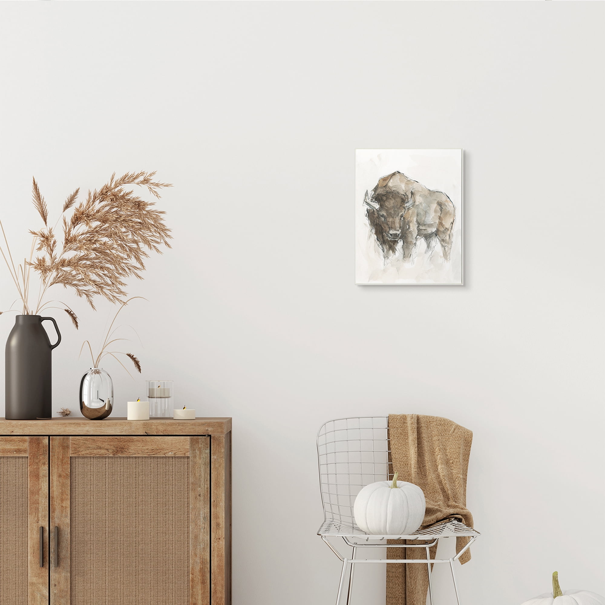 Stupell Industries Western American Buffalo Brown Country Animal Animals & Insects Painting Unframed Art Print Wall Art, 10 x 15