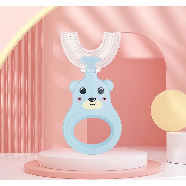 Cepillo de dientes para niños CHAO silicona en forma de U azul 2-12 años