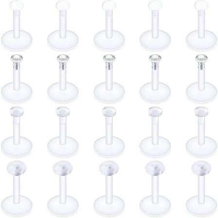 DESIGNICE Clear Earrings for Sports Plastic Monroe Lip Nose Rings Studs Forward Helix Conch Tragus Cartilage Earrings Studs Medusa Labret Piercing Jewelry Retainer for Surgery Women 6MM 8MM 10MM