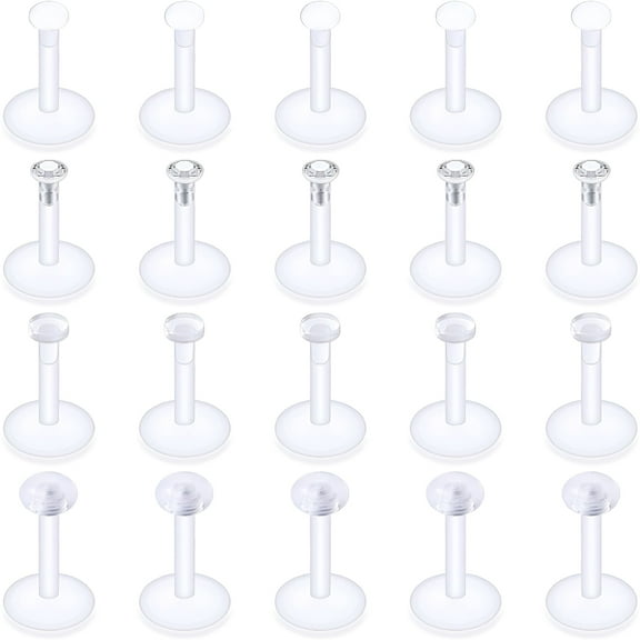 DESIGNICE Clear Earrings for Sports Plastic Monroe Lip Nose Rings Studs Forward Helix Conch Tragus Cartilage Earrings Studs Medusa Labret Piercing Jewelry Retainer for Surgery Women 6MM 8MM 10MM