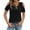 Black, variant on XIAONU Womens Blouses Cross Front V Neck Off Shoulder Short Sleeve Shirt Solid Color baggy Trendy Pullover Shirt