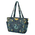 thumbnail image 2 of FORMRS Tote Bag for Women Quilted Large Capacity Travel Work Carry On Shoulder Handbag, Green Dragon Flowers, 2 of 7