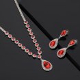 thumbnail image 5 of Juwaliy Women Bridal Wedding Jewelry Set Teardrop Crystal Necklace Earrings for Bride Bridesmaid Party Prom Gifts Red, 5 of 6