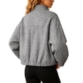 thumbnail image 5 of Women Oversized Gingham Jacket Zip Up Stand Collar Casual Coat Spring Fall Clothes (Black L), 5 of 6