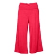 thumbnail image 5 of FINALGANG Womens Fold Over Waist Cropped Wide Leg Yoga Pants Solid Color Soft Stretchy Casual Loose Fit For Loungewear Yoga Daily Activities Red S, 5 of 5