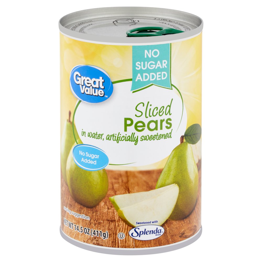 Great Value No Sugar Added Sliced Pears, 14.5 Oz - Walmart.com