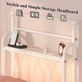thumbnail image 6 of Metal Bed Frame Twin Size with LED Lights, Modern Platform Bed with Charging Station, White, 6 of 12
