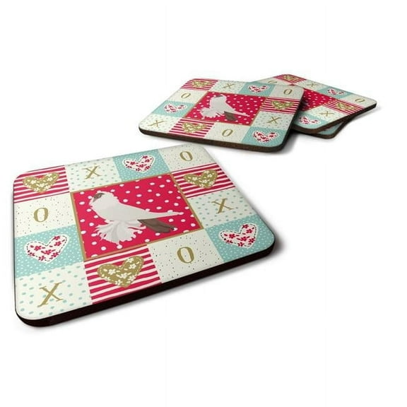 Caroline's Treasures CK5371FC German Helmet Pigeon Love Foam Coaster Set of 4, Red, 3 1/2 x 3 1/2, multicolor