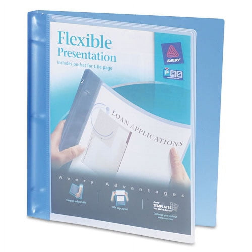 "Flexible View Binder With Round Rings, 3 Rings, 0.5"" Capacity, 11 X 8.5, Blue | Bundle of 5 Each"