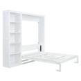 thumbnail image 6 of Solid Wood Bed Frame Murphy Bed Wall Bed with Shelves, Platform Bed Frame, Mid Century Bedframe, Wood Foundation(White, Queen), 6 of 9
