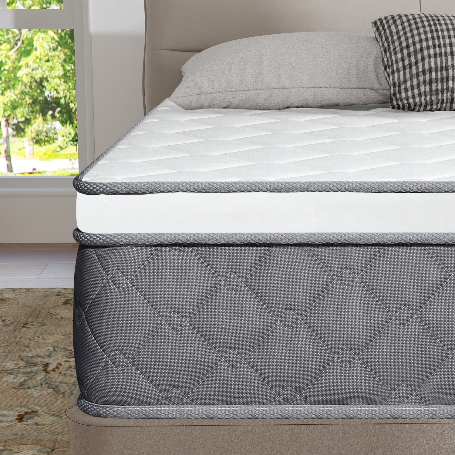 MEANDAROL Cooling Airflow 12" Twin Hybrid Mattress with Cooling Gel Memory Foam — Medium Tension,Individually Wrapped Pocket Springs,Boxed,Adult Exclusive