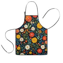 Pioneer Flower Floral Print Pattern Kids Aprons for Girls and Boys,Adjustable Neck Strap Toddler Aprons for Kids Cooking Baking