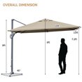 thumbnail image 2 of Gymax 10FT Square Offset Patio Umbrella Outdoor Aluminum Cantilever Umbrella Coffee, 2 of 8