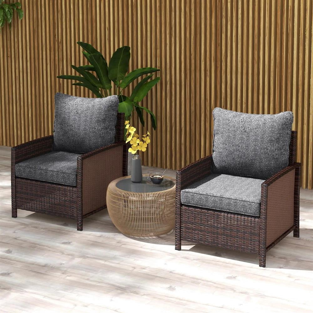 Resenkos Patio Chair Cushions, Outdoor Chair Pads,4 Patio Chair Cushions with Seat & Backrest, Fade Resistant Seat Replacement Cushion Set, Gray
