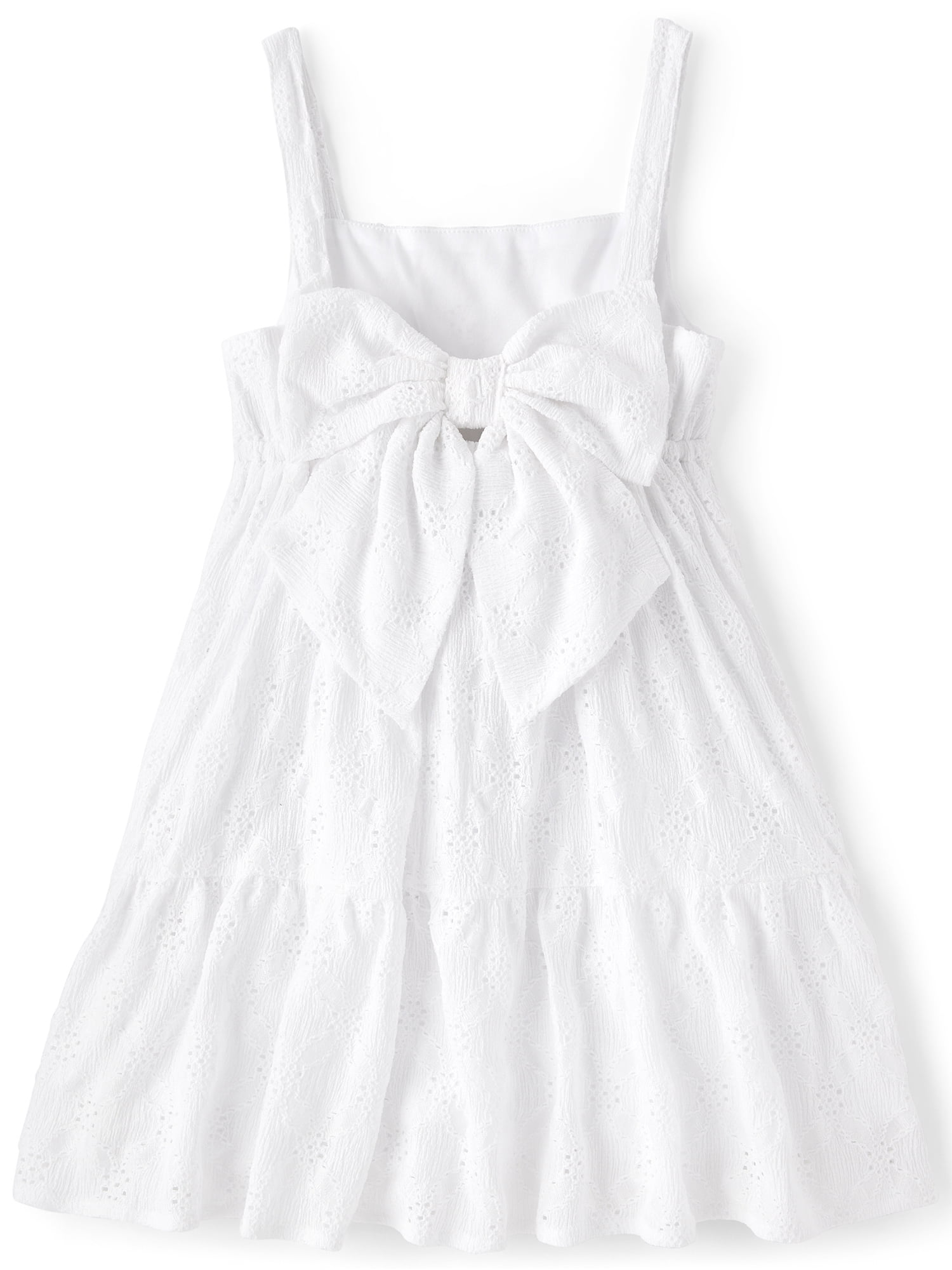 The Children's Place Girls Sleeveless Tiered Eyelet Bow Back Dress, Sizes XS-XXL