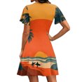 thumbnail image 5 of Summer Dresses for Women Hawaiian Printed V Neck Short Sleeve Fashion Flowy Wrap Dress Party Beach Sundress, 5 of 5