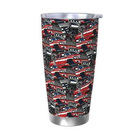 

Zeuib Red And Blue Cars Printed 20oz Stainless Steel Insulated Car Cup Stainless Steel Thermal Cup Vacuum Insulated Leak-proof Travel Mug Cup-Without Straw