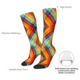 thumbnail image 4 of Goofa Abstract Watercolors Tartan Pattern Adult Stockings, Color-Block Knee High Socks, Comfortable and Breathable, Soft and Stretchable, Sports, and Decoration, 4 of 6