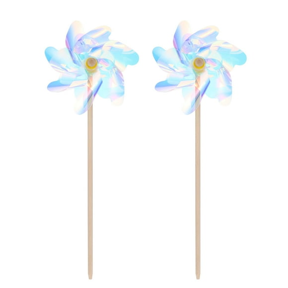 CIMAXIC Moulins à Vent Colorés pour Enfants Jouet Décoratif et Décoration de Jardin 2 Pcs Plastique, 17.72"X7.09"X6.3"