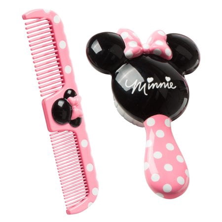 (2 Pack) Disney Baby Minnie Brush & Comb Set with Easy-Grip Handle,
