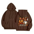 thumbnail image 7 of Sweatshirts for Women Trendy Halloween Hoodie with Pumpkin Ghost Funny Print Oversized Long Sleeve Top Fall Tops,Coffee,4XL, 7 of 7