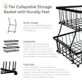 thumbnail image 6 of Sunnydaze Black Metal Wire Collapsible 2-Tier Fruit Basket for Kitchen Counter, 6 of 8