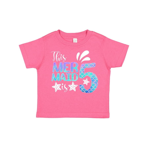 Inktastic This Mermaid is 5 with Starfish and Scales Boys or Girls Toddler T-Shirt