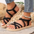 thumbnail image 3 of Tqyyweavej Strappy Espadrille Sandals for Women Crisscross Slip On Ankle Strap Slides Sandals Versatile Open Toe Platform Sandals 36-41, 3 of 10