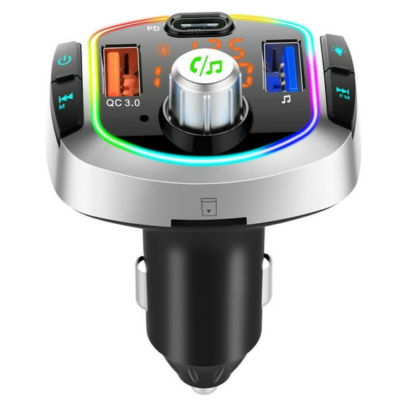 Bluetooth 5.0 FM Transmitter For Car 3.0 Wireless Bluetooth FM Radio Adapter Music Player FM Transmitter/Car Kit With Hands-Free Calling And 2 USB Ports Charger