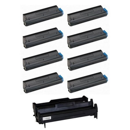 PrinterDash Compatible Replacement for Okidata B420/B430/B440/MB400/MB460/MB470/MB480 Series Drum/High Yield Toner Value Combo Pack (1-Drum Unit/8-Toners) (43979002_1PK/43979202_8PKVB) price history on PriceWatchPro