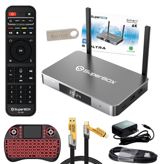 2026  Lastest S7 Ultra Superbox for Smart TV Fully Loaded,  4G 128G Largre Capacity Super Box S7ultra with Wireless Voice Remote, 1000M Ethernet Port, 7-day Time Shift for Sports Events