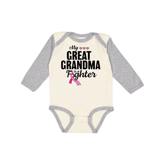 Inktastic Breast Cancer Awareness My Great Grandma is a Fighter Boys or Girls Long Sleeve Baby Bodysuit