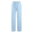 thumbnail image 4 of GUACER Womens Trousers Fashion Cotton Linen Drawstring Elastic Waisted with Pockets Baggy Straight Leg Pants, 4 of 5
