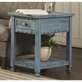 thumbnail image 3 of Alaterre Furniture Country Cottage Chairside End Table with 1 Drawer and 1 Shelf, Square Turned Legs, Farmhouse Style for Living Room, Antique Blue Finish, 3 of 7