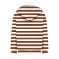 thumbnail image 5 of Xudanell Womens Tops Thickened Jacket Hooded Coat Color Stripes Sweatshirt Zip up Hoodie Brown XL, 5 of 5