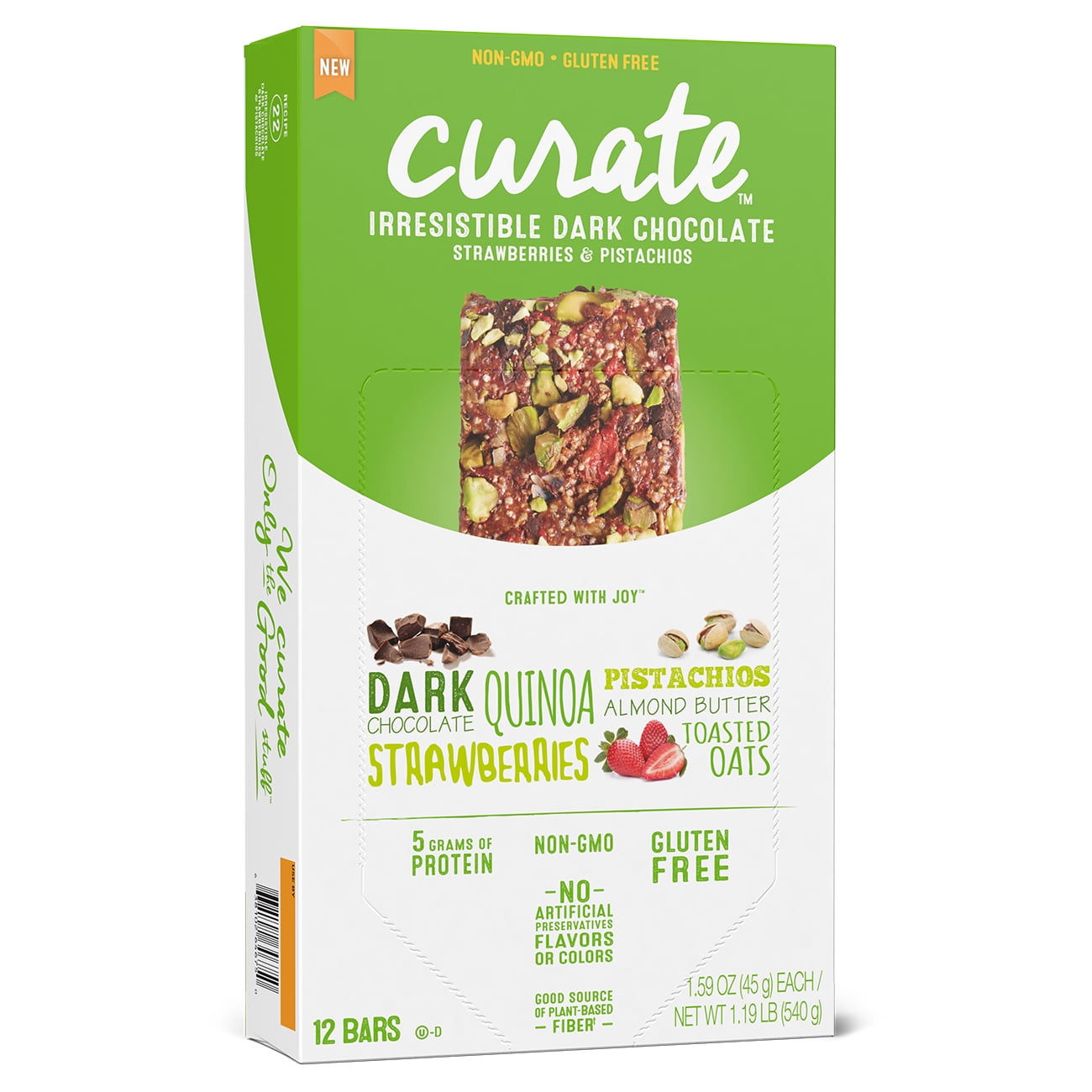 Curate Gluten Free Snack Bars, Irresistible Dark Chocolate Strawberry