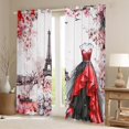 thumbnail image 2 of Erosebridal Chic Dress Curtains Pack of 2 (42x63), Romantic Flower 30%-50% Black Out Curtains, Eiffel Tower Decor, 2 of 5