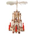 thumbnail image 2 of 18 Inch Christmas Decoration Wooden Christmas Pyramid with Candle Holders - 3 Tiers - Hand Painted Nativity Figurines (Wooden Nature Color), 2 of 7
