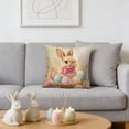 thumbnail image 6 of Uutvery Easter Bunny Print Pillowcase, Machine Washable Polyester Pillow Cover, Fade Resistant Indoor Outdoor Decor, Holiday Home Decor For Sofa Bed Chair, 6 of 7