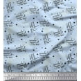 thumbnail image 1 of Soimoi Blue Rayon Crepe Fabric Star & Miracle Happened All The Time Text Printed Craft Fabric by the Yard 46 Inch Wide, 1 of 3
