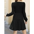 thumbnail image 4 of Womens Square Neck Long Sleeve Fall Dresses Casual Babydoll Sweater Dress Black XL, 4 of 6