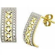 10kt Gold Diamond-Cut Lattice J-Hoop Earrings
