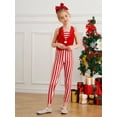 thumbnail image 2 of CHICTRY Christmas Jumpsuit for Girls Stage Performance Candy Cane Striped Sequins Dance Overalls Red 14, 2 of 7